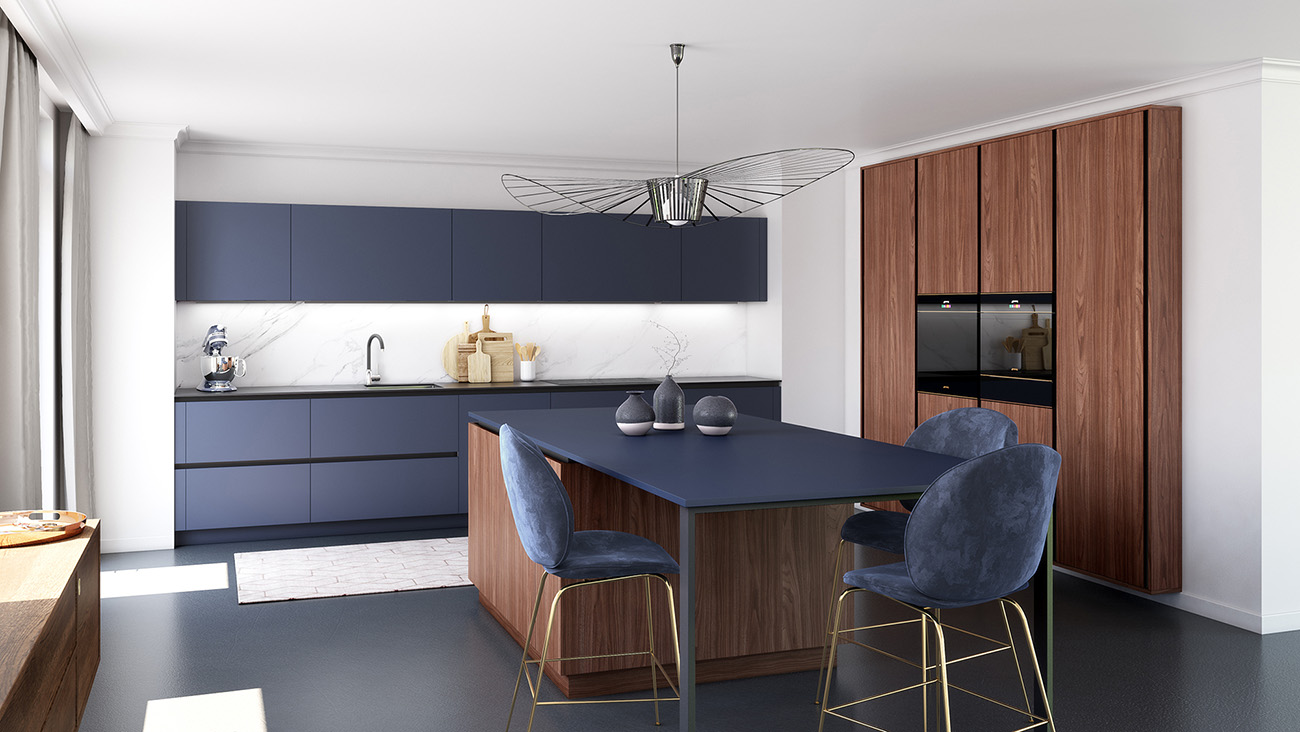 Cuisine bleu et bois