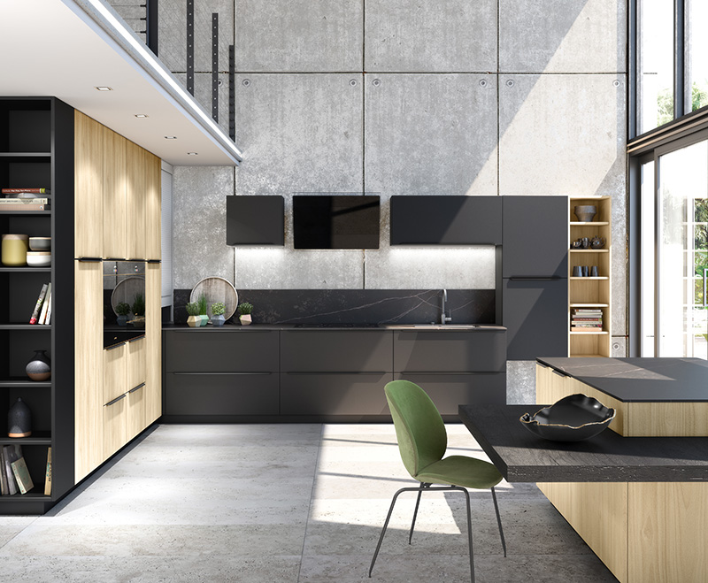Cuisine noire et bois